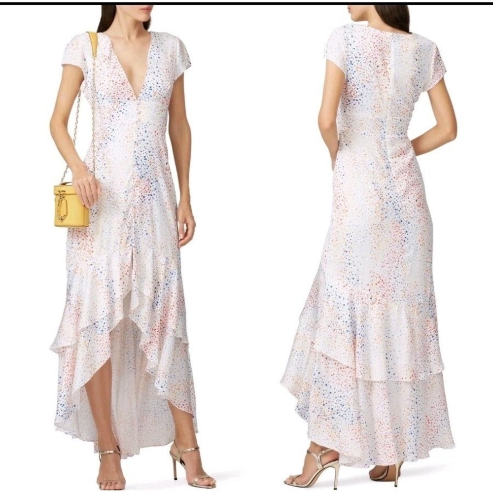Hutch 12 Hi-low Dress Heart Print Deep V-Neck Romantic Honeymoon Date Night Love
